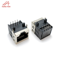 Conector RJ-45 de Montaje Superficial, 1 Puerto, 10 Pines, Placa PCB LED de 6 Pines, Blindado, Hembra, Precio de Fábrica, SMD, Ethernet, RJ 45, RJ45
