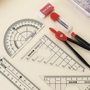 YIHENG kompas gambar geometris, 7 buah set penggaris kompas alat tulis belajar standar siswa alat tulis ujian