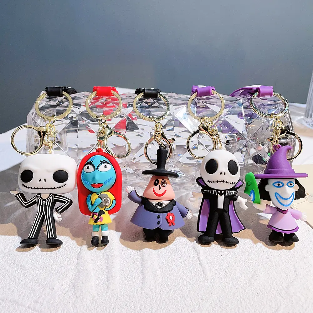 3D Puppe Anhänger niedlichen Cartoon der Albtraum vor Weihnachten Jack Skelli ngton Schlüssel bund Party Kinder Geschenk Schlüssel anhänger benutzer definierte Schlüssel ring