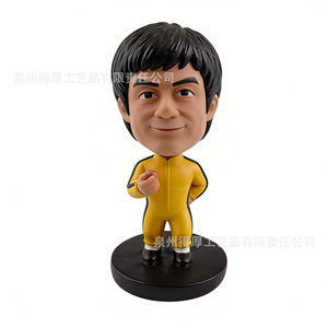 Custom Kung Fu <b>Bobblehead</b> Resin Figurine Yellow Suit Martial Arts Master Decorative Ornament Business Gift Fujian Made - Product Image 2
