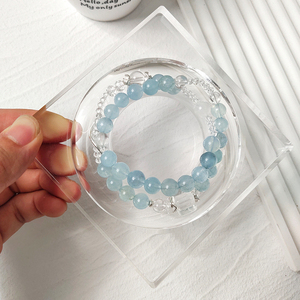 Hecho a mano de moda glaciar aguamarina cuarzo transparente Chakra en forma de bola para pulsera de doble hebra pulseras de cuentas de moda diaria - Product Image 3