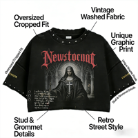 T-shirt personnalisé vieilli, vintage délavé à l'acide, streetwear, graphique, avec strass, coupe carrée et courte pour homme