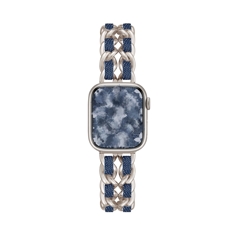 Luxury Watch Band Stainless Steel Denim Straps for apple Watch Bands Strap Replacement Smartwatch Wrist Band