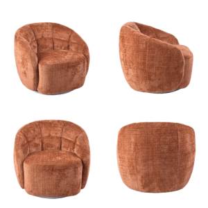 Fauteuil de bureau moderne CARLFORD <span class=keywords><strong>en</strong></span> tissu <span class=keywords><strong>orange</strong></span> avec accoudoirs, chaise <span class=keywords><strong>d</strong></span>'appoint à dossier moyen et pieds <span class=keywords><strong>en</strong></span> bois pour salle à manger, loisirs et salon - Product Image 4