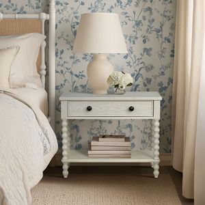 Large Nightstand Antique Cream With <b>Drawer</b> And Shelf For Bedroom Storage - Product Image 4