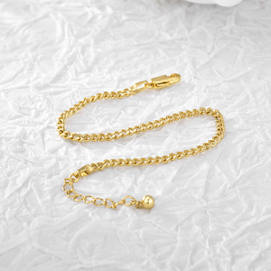 Unisex 18K Gold Plated Trendy Geometric Shape Brass Cuban <b>Bracelet</b> Hot Sale Thin <b>Copper</b> Alloy Fashion Chain Link Anniversary - Product Image 4