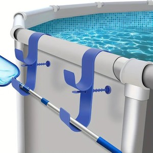 Swimming Pool Pipe Holder Double Hook Blue For Pool Cleaning Tools - Product Image 1