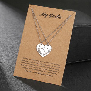 Collier cœur en acier inoxydable pour meilleures amies, ensemble cadeau pour sœurs - Product Image 1