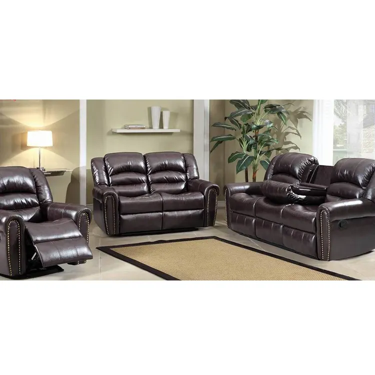 Factory Price Luxury Sofa Large Sectional Sofas Single Black Brown Leather Recliner