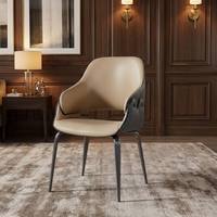 Fauteuil de cuisine élégant en cuir PU, rembourré, avec pieds en métal noir