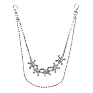 Cadena de cintura de doble capa con cuentas de calavera, de aleación de zinc, estilo punk hip hop, para uso diario - Product Image 5