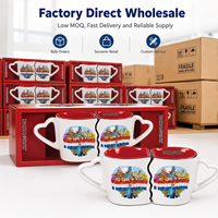 Ensemble cadeau de tasses à café en céramique personnalisables avec éléments de la ville du Paraguay, couple enlacé, tasse à lait en porcelaine