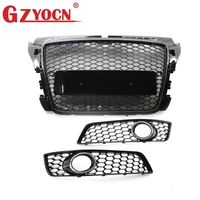Pour Audi A3 8P Sport 08-12 : Ensemble de calandre avant nid d'abeille noire + 2 grilles inférieures 8P0853651M 8P0807681 – Vente en gros