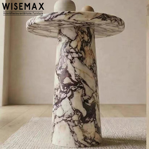 WISEMAX FURNITURE Table basse en marbre de luxe pour hôtel, restaurant, café, bureau, villa, table d'appoint ronde en travertin pour salon - Product Image 3
