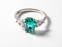 Bague YAG en argent 925 avec trois pierres ovales couleur Paraiba, accessoire de luxe léger pour le quotidien, idéale pour les fêtes et les anniversaires