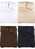 Ensemble de draps de lit Queen Size pour hôtel, tissu personnalisé en polyester et coton, couleurs unies, ensemble de literie en lin, ensemble de draps de lit 4 pièces