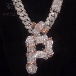 Colgante de Letra 3D de Moissanita VVS Certificada por GRA, Personalizado en Plata 925, Estilo Hip Hop, Pasa Prueba de Diamante, Joyería Fina - Product Image 1