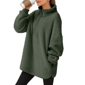 FOXA Sweat à capuche zippé en polaire Sherpa pour femme, pull doux et confortable à épaules tombantes, haut tendance pour l'automne - Product Image 1