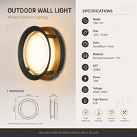 Applique murale extérieure moderne en aluminium avec LED pour villa, façade, entrée d'hôtel, balcon, terrasse, jardin, allée, lumière chaude, IP65, aménagement paysager extérieur