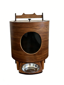 Ciotola Rialzata in Legno per Animali Domestici, Grande Capacità, Resistente all'Umidità, con Coperchio e Stazione di Alimentazione, Stile Arredamento per Gatti e Animali Domestici - Vendita all'Ingrosso - Product Image 5