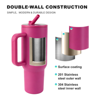 Vaso de Acero Inoxidable de 40oz con Recubrimiento en Polvo y Pajita para Grabado Láser, ¡Gran Venta en Almacén de EE. UU.!