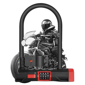 Fechadura de aço para motocicleta, de alta qualidade, antirroubo, ciclismo, 4 dígitos, combinação, antirroubo, trava u