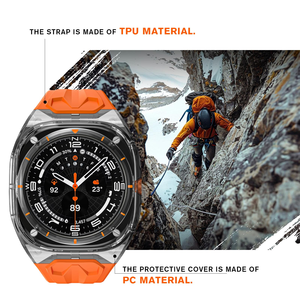 Cinturino sportivo robusto in silicone con custodia compatibile per Samsung Galaxy <span class=keywords><strong>Watch</strong></span> <span class=keywords><strong>Ultra</strong></span> 47mm con cover protettiva trasparente per uomo - Product Image 2