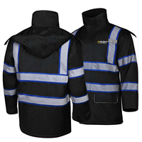 Jaket Kerja Anti Air Biru Dongker Unisex Desain Terbaru, Reflektif, Tipis, Bahan Kanvas, Model Standar, Pakaian Keselamatan Khusus