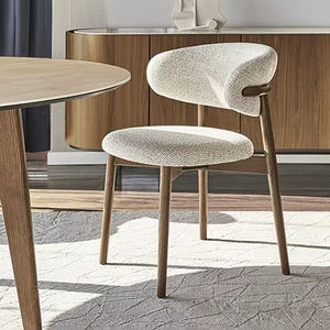 Chaises de Salle à Manger Modernes Minimalistes en Tissu Designer, Dossier en Bois Massif, Chaise Nordique en Bois pour la Maison, la Salle à Manger et le Restaurant - Product Image 1