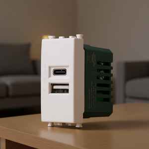 Double prise USB, USB A, USB Type C 5V 2.4A, prise intelligente Vimar Plana - Product Image 3