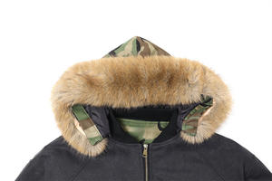 Veste pour <span class=keywords><strong>homme</strong></span> <span class=keywords><strong>de</strong></span> style streetwear, col en fourrure, à capuche, en toile d'hiver, <span class=keywords><strong>double</strong></span> couche, camouflage, fermeture éclair intégrale, 600G, haute qualité, logo personnalisé - Product Image 6