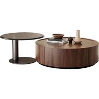 Table basse moderne en bois massif avec plateau en pierre et rangement, aucun assemblage requis, mobilier de salon, personnalisation OEM/ODM