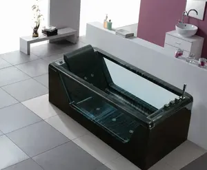 室内浴室白色黑色玻璃水力按摩便携式漩涡低价浸泡浴缸
