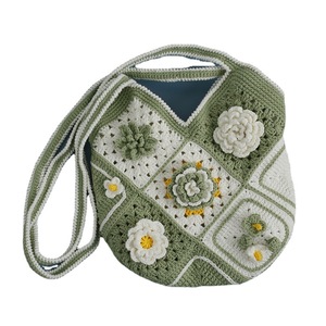 Bolso bandolera <span class=keywords><strong>de</strong></span> verano ligero tejido a mano, <span class=keywords><strong>de</strong></span> <span class=keywords><strong>punto</strong></span> para mujer, con estampado <span class=keywords><strong>de</strong></span> <span class=keywords><strong>flores</strong></span> a cuadros <span class=keywords><strong>de</strong></span> abuela - Product Image 5