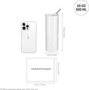 Vaso Térmico de Acero Inoxidable de Doble Pared, Personalizable, Delgado y Recto, para Sublimación, 20 oz, Aislado al Vacío, Entrega Rápida - Product Image 2