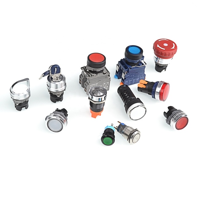 IP54 Waterproof IK08 PA66 NO NC LED Low Power Plug-in Wiring Push Button Switches Indicator Lights Switch