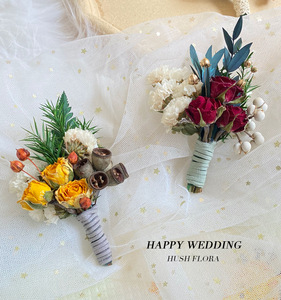 Broche de <span class=keywords><strong>flores</strong></span> para boda, hecho a mano ramillete, <span class=keywords><strong>flores</strong></span> secas decorativas conservadas, adorno para el pecho - Product Image 6