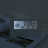 Horloge transfrontalière de température et d'humidité avec affichage météo créatif, veilleuse et alarme, électronique transparente INS