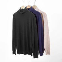 Pull tricoté à col roulé pour homme, couleur unie, 90 % laine mérinos, 10 % cachemire, haute qualité, vente en gros, collection 2026, best-seller
