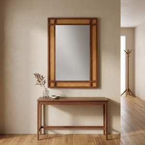 Riviera <b>Vanity</b> Mirror Elegant Mahogany and Rattan <b>Vanity</b> Mirror Mahogany All-season Solid Wood <b>Bathroom</b> Plywood 1200 X 800 X 30 - Product Image 3