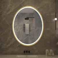 Miroir de salle de bain intelligent à cadre en alliage d'aluminium réglable, bordé, avec éclairage LED, design moderne mural