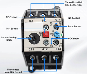Relè di sovraccarico 3UA59 con reset manuale/automatico e pulsante di test, protezione motore e protezione da guasto di fase - Product Image 2