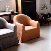 Fauteuil individuel moderne en bois orange avec roulettes, confortable pour salon, salle à manger, bar, housse amovible en polyester