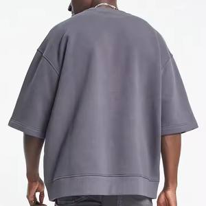 <span class=keywords><strong>Felpa</strong></span> da uomo con cappuccio <span class=keywords><strong>oversize</strong></span> a tracolla a tracolla alla moda in bianco cotone francese manica <span class=keywords><strong>corta</strong></span> - Product Image 3