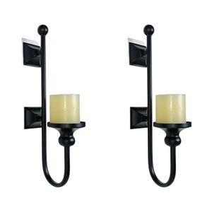 Wall Mounted Candle Holder Iron <b>Black</b> Home Decoration Durable Metal <b>Candlestick</b> - Product Image 1