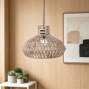 Paper <b>Rope</b> Pendant Lamp Round E27 <b>Led</b> Light Source Easy Installation For Guesthouses Restaurants Teahouses - Product Image 2