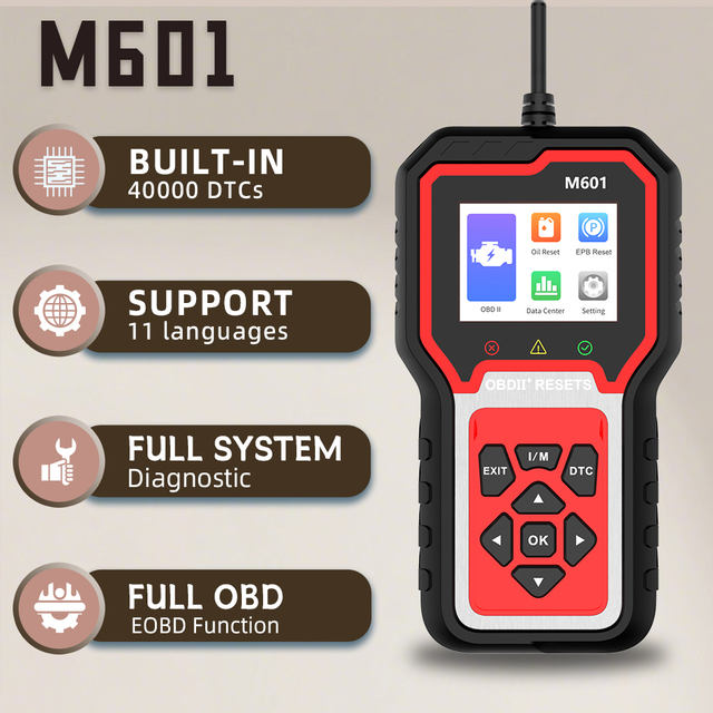 New Arrivals M601D Reset Full OBD/EOBD Function Automotive Fault Diagnosis Device OBD-II Scan Tool for All Vehicles After 1996