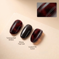 Vente en gros Wear Armour Ongles à presser en ABS style français pour doigts courts, forme ovale, marron-rouge, Collection Automne/Hiver