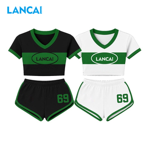 Lancai Manufacturer for Custom Clothes Casual Tshirts <b>Set</b> for Women Cotton Two Piece Shorts <b>Set</b> Loungewear <b>Set</b> Women 2026 Summer - Product Image 3