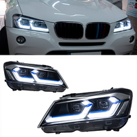 Pour BMW X3 F25 2010-2013 : Ensemble de phares à projecteur LED avec feux de jour bleus et clignotants séquentiels, installation Plug and Play